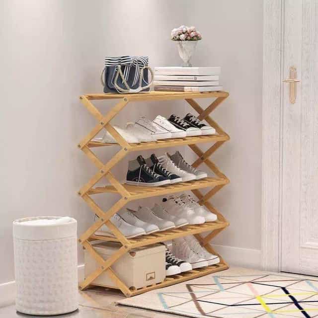 50cm 5 Tier Bamboo Shoe Rack Organizer Wooden Storage Shelves Stand Shelf 5 Layer Space Saving Rack Shopee Philippines