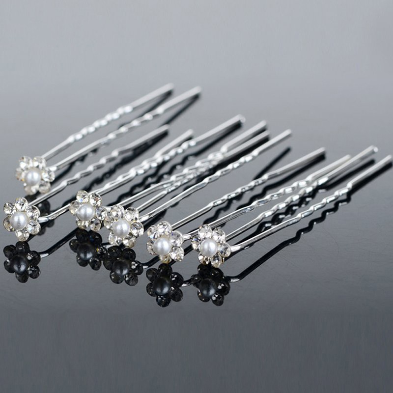 40 Pcs Wedding Hair Pins Crystal Pearl Flower Bridal Hairpins Hair