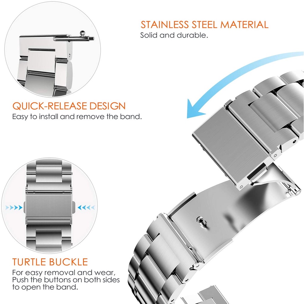 Stainless steel strap Smart Watch Strap 16mm 18mm 19mm 20mm 22mm 24mm, Metal Straps for Mens & Women