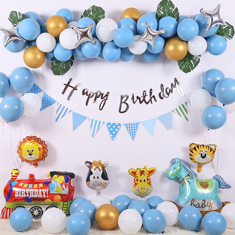 Cartoon Animal Birthday Balloon Set Baby Boy Girl Birthday Party Decoration  Background Wall Event Needs | Shopee Philippines