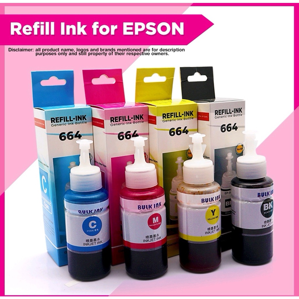 Refill Epson 664 Ink For Printer L120 L360 L310 L130 L210 L220 L355 L358 70ml Dye Ink Shopee 1156