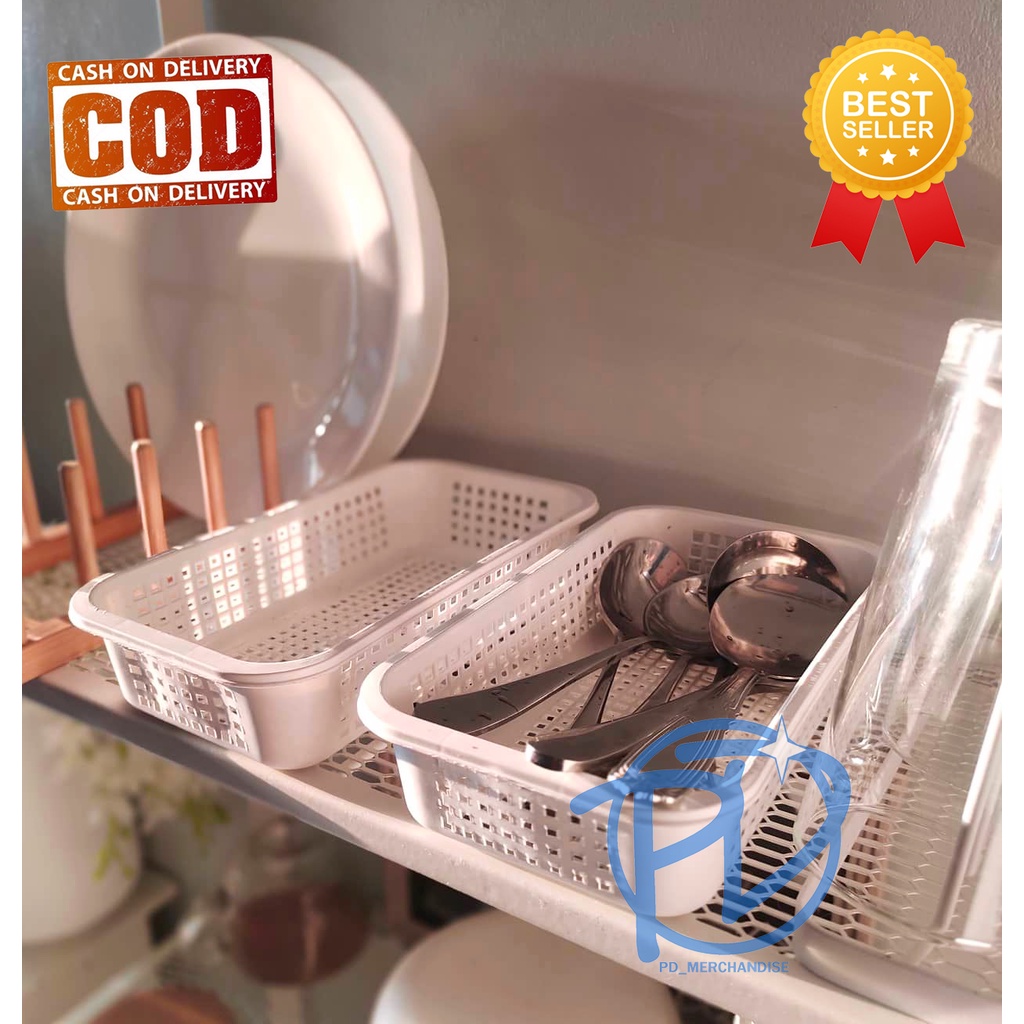 COD PD Multipurpose Aesthetic White Basket Tray Organizer Plastic School Office Home Bathroom