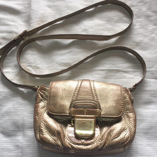Authentic Michael Kors Charlton Gold leather crossbody bag | Shopee  Philippines