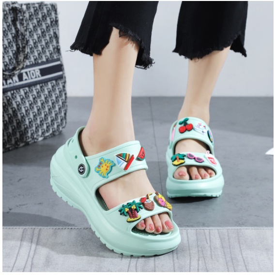 Fashion crocs wedge sandals for women 2 inch high soft non-slip shoes free  crocs jibbitz charm | Shopee Philippines