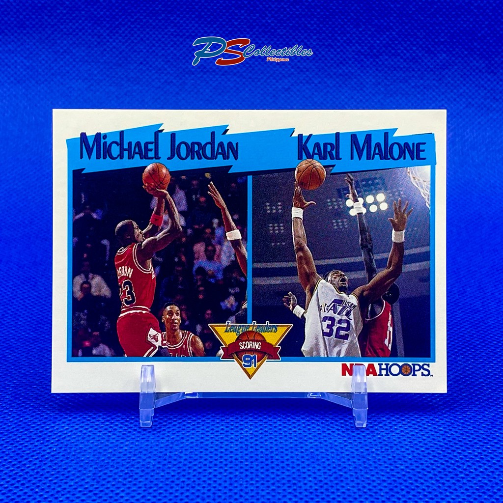 Michael Jordan Karl Malone NBA Hoops LEAGUE LEADERS 1991 
