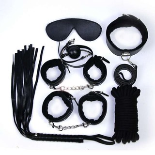 Sexure Bondage Kit Handcuff Leather Set Adult Sex Toys for Men and Women Black 7 Pieces #2