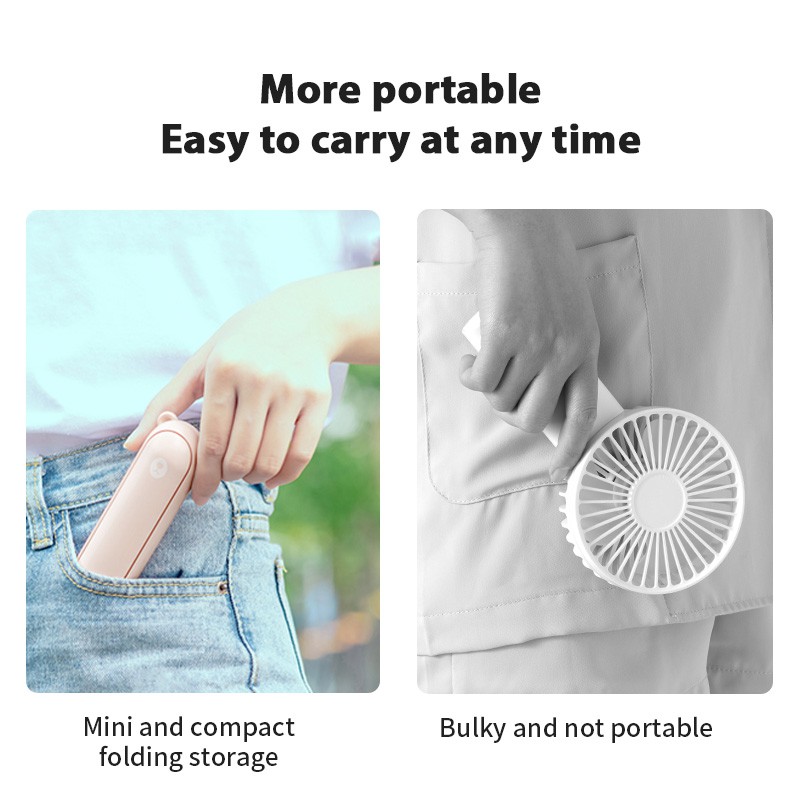 Joylifetech Handheld Mini Fan Portable Foldable Fan With Power Bank