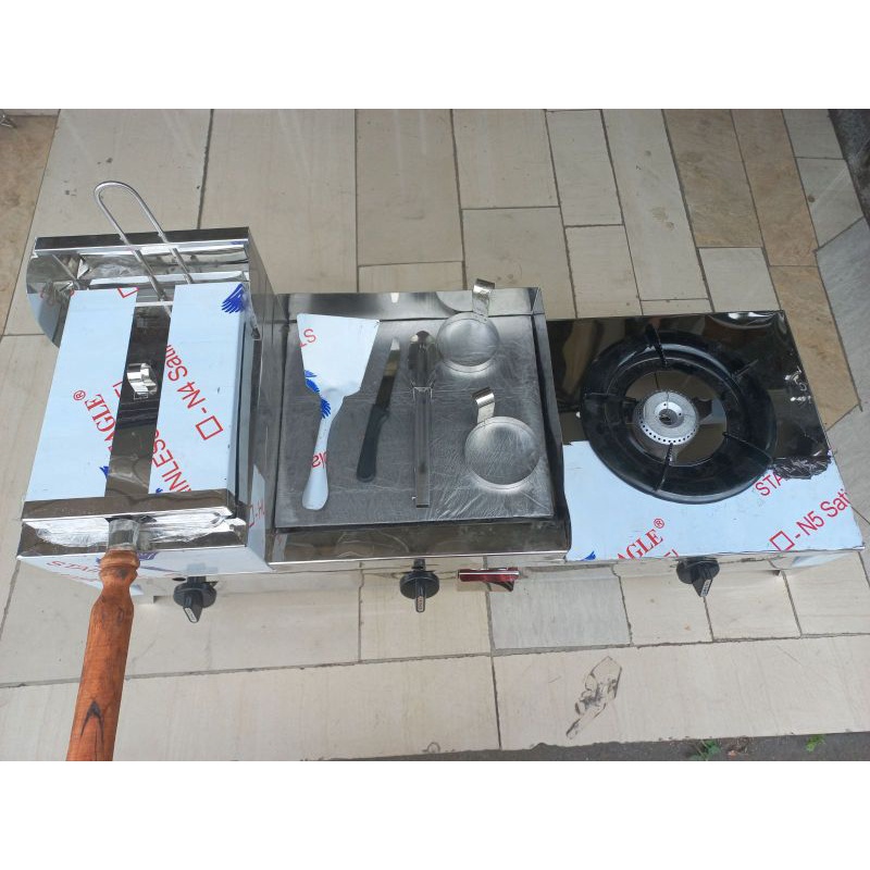 3in1 burger grill with deep fryer and burner stove pure stainless