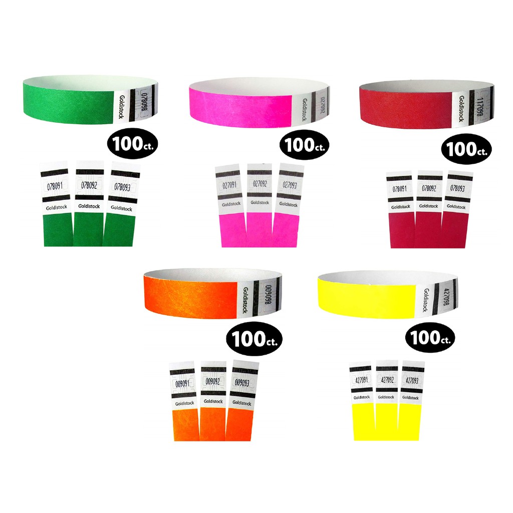Goldistock Select Series with Box Event Identification Bands Tyvek Wristbands Day Glow Neon Green 500 Count Paper - Like Texture 3/4 Premium Tyvek 