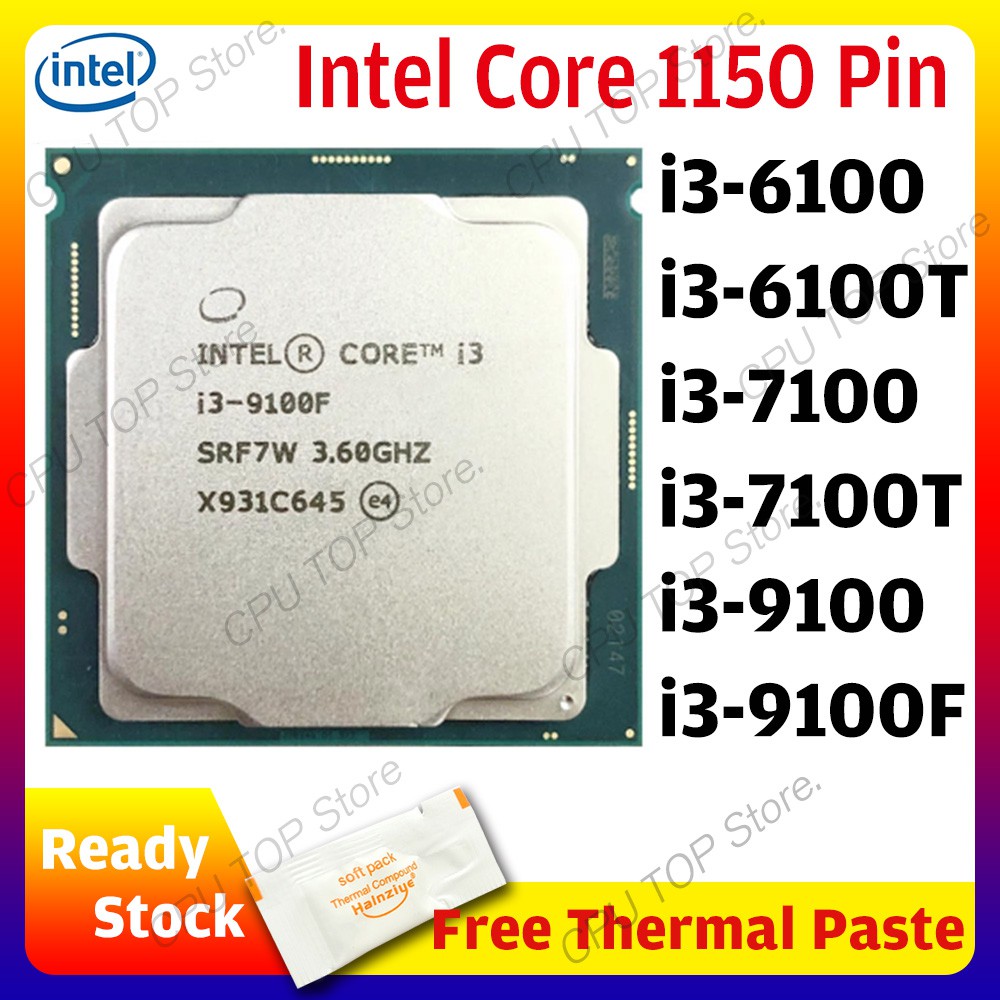 Intel Core I3 6100 6100t 7100 7100t 9100 9100f Cpu Socket 1151 Lga1151 Cpu Processor Shopee 6835