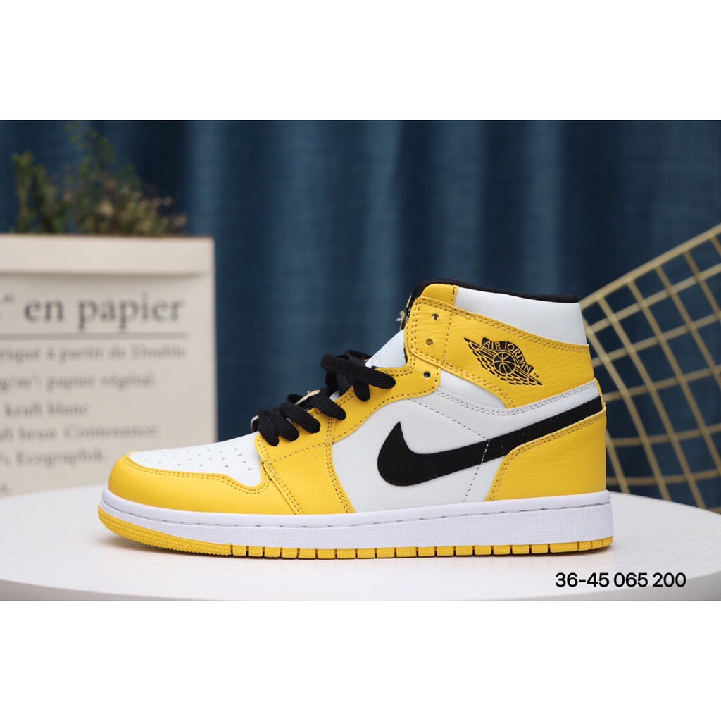 Original Nike Air Jordan AJ1 Men Women Sports Basketball shoes yellow |  Shopee Philippines