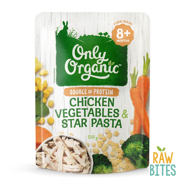 Only Organic Baby Food Chicken, Vegetables & Star Pasta (8+ mos) 170g (No Preservatives)