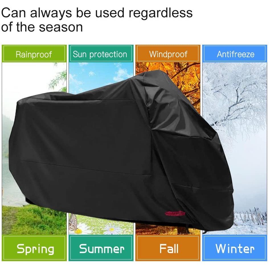 Premium Heavy Duty Outdoor Waterproof All Season Polyester W/soft Screen Shield Breathable Motorcycle Cover W/elastic Bottom Hunter Green, Large Universal Heat Resistant Lockable Fabric Ondaupswing Inc 69-1 