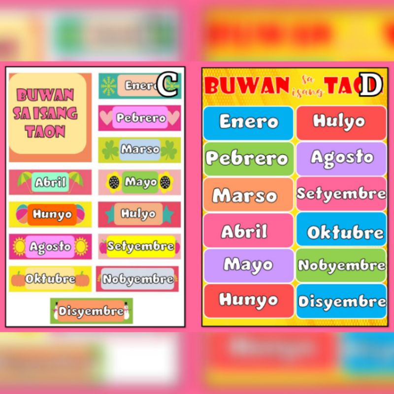 Months of the Year/Buwan sa isang Taon Chart Laminated presyo ₱25