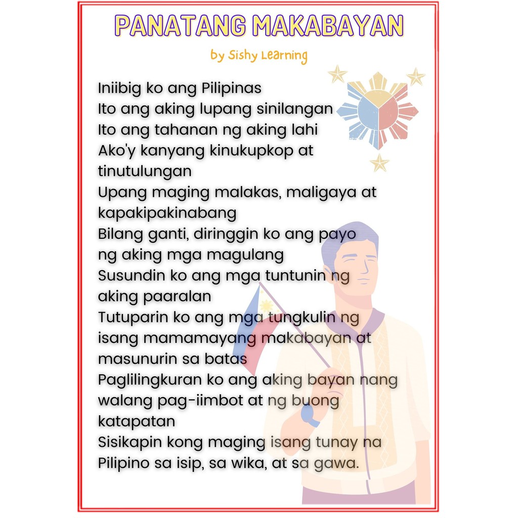 SISHY COD PANATANG MAKABAYAN | LAMINATED EDUCATIONAL WALL CHARTS FOR ...