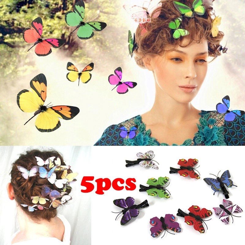 5pcs Butterfly Hair Clips Woman Girls Hair Accessories Shopee