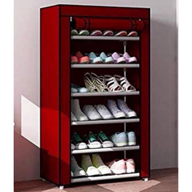 Shoe Rack With Cover Surface Storage Shelves Portable Boot Rack Shoe Organizer Shopee Philippines