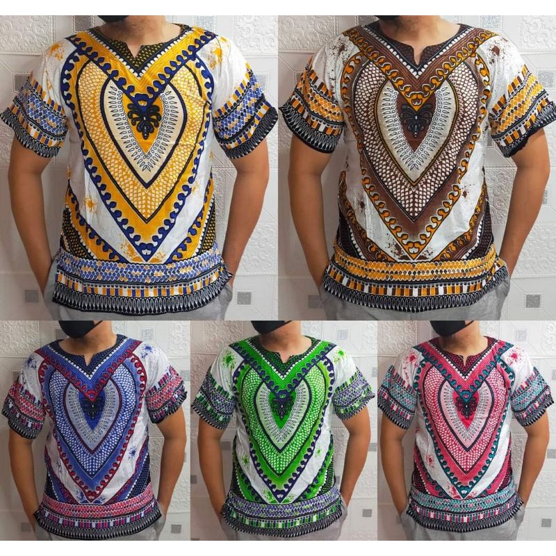 New* Carlo White Dashiki Bohemian Polo Shirts Batik (unisex) | Shopee ...