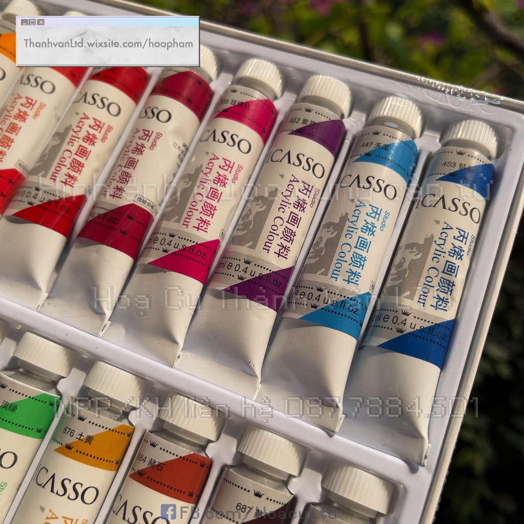 Set Of 24 Colors acrylic Picasso Tube 12ml Painting Statues, Drawing On Fabric, Wood, Glass, Porcelain, Drawing Paper, Digital Painting, Clay Bowl