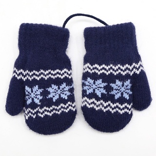 Children's Winter Gloves Small Snowflakes Alpaca Woolthick Warm Wool Newborn Knitted Gloves #2