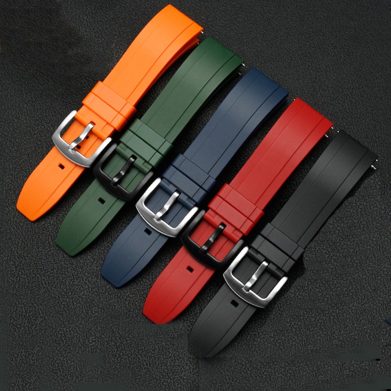 Fluororubber waterproof Quick Release Bar watchband 20mm 22mm 24mm black  Orange rubber strap for SEIKO OMEGA watch accessories | Shopee Philippines