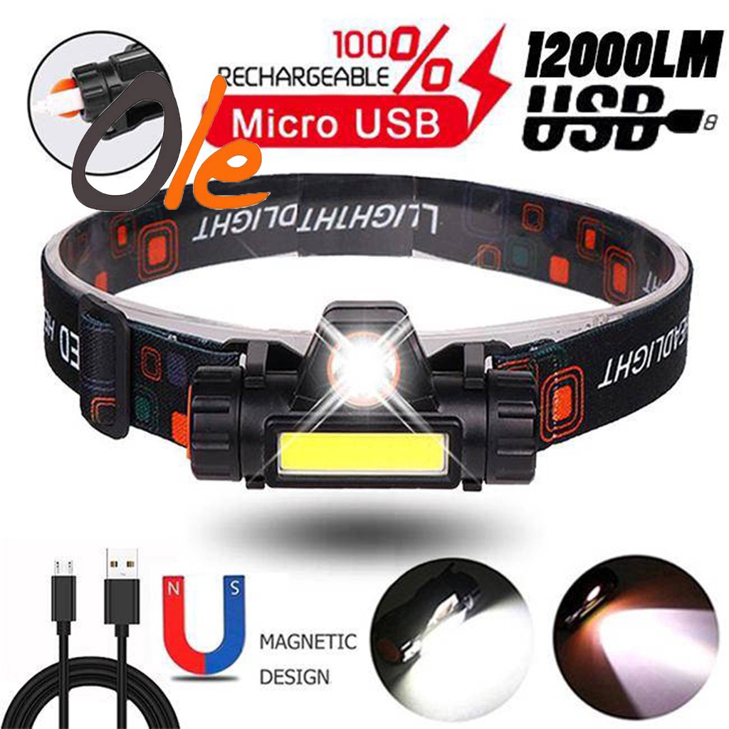 Multifunctional Waterproof LED Headlamp headlights XPE + COB USB Rechargeable Headlight Head