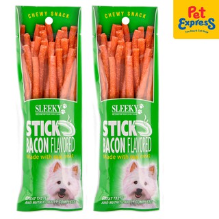 Sleeky Chewy Snack Stick Bacon Dog Treats 50g (2 packs)