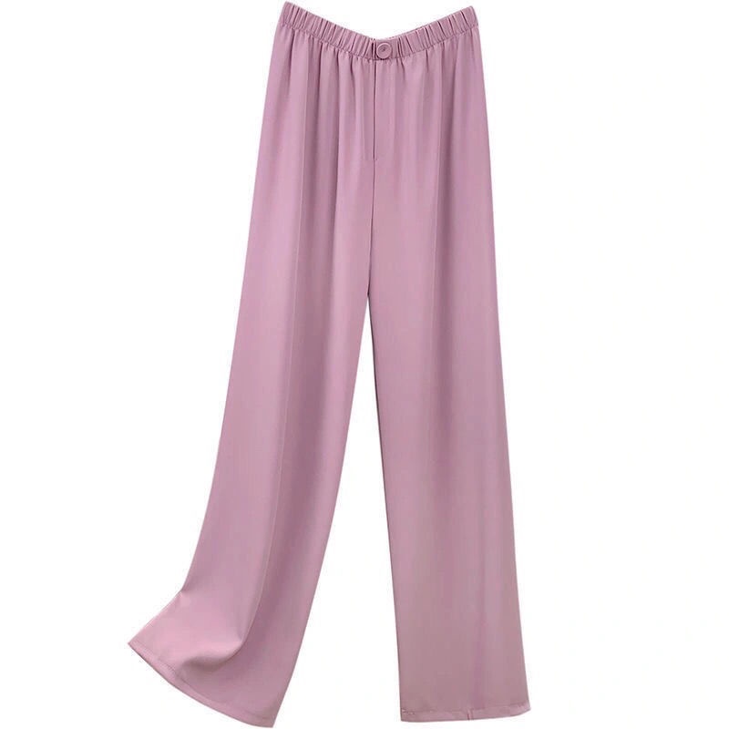 Ice Silk Suit WideLeg Pants Women's Summer Thin High Waist Drooping