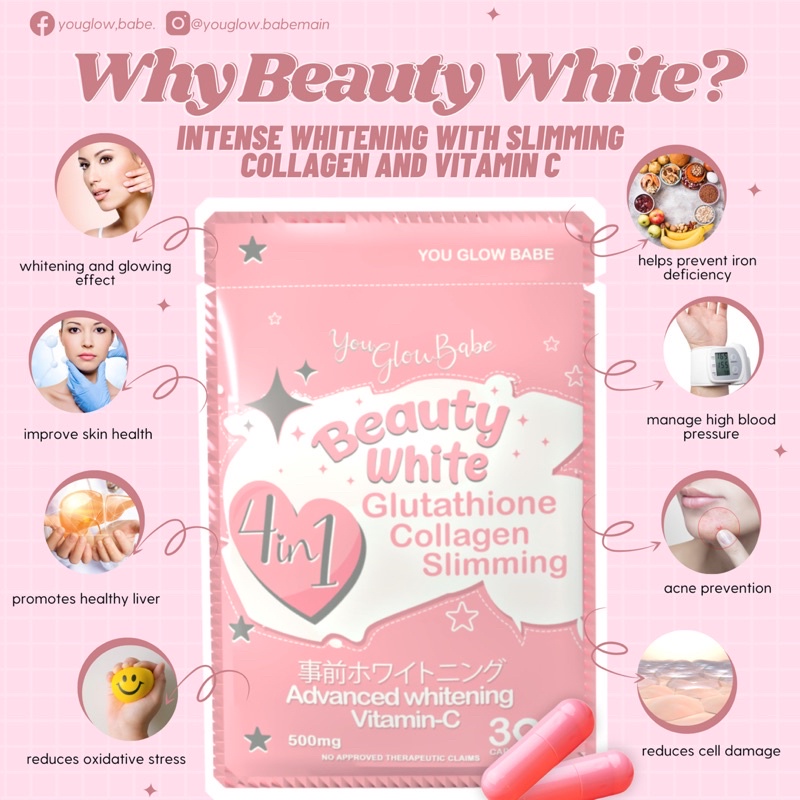 Skincare you glow babe beauty products You Glow,Babe Beauty White  Glutathione 4in1‼️ Intense Whiteni | Shopee Philippines