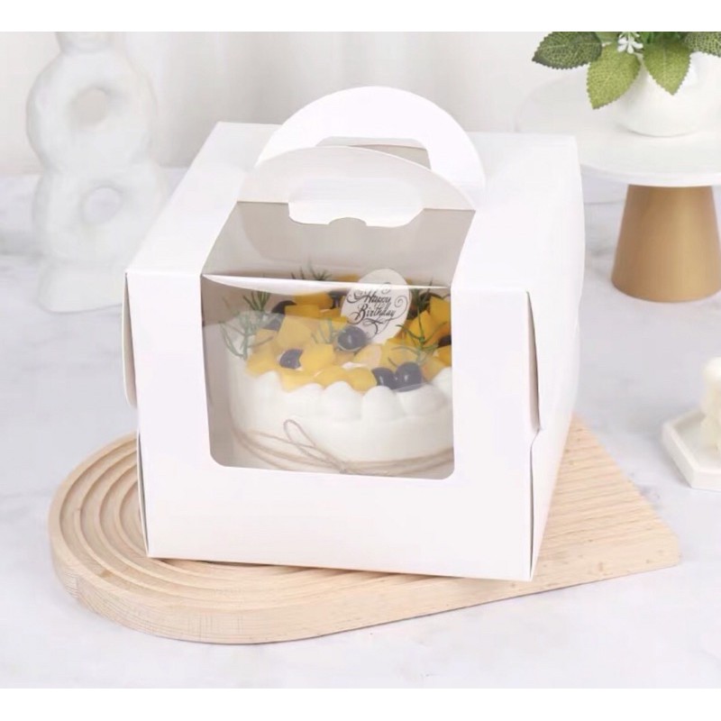 1pc New White Premium Sturdy Cake Box with window and Handle (cake