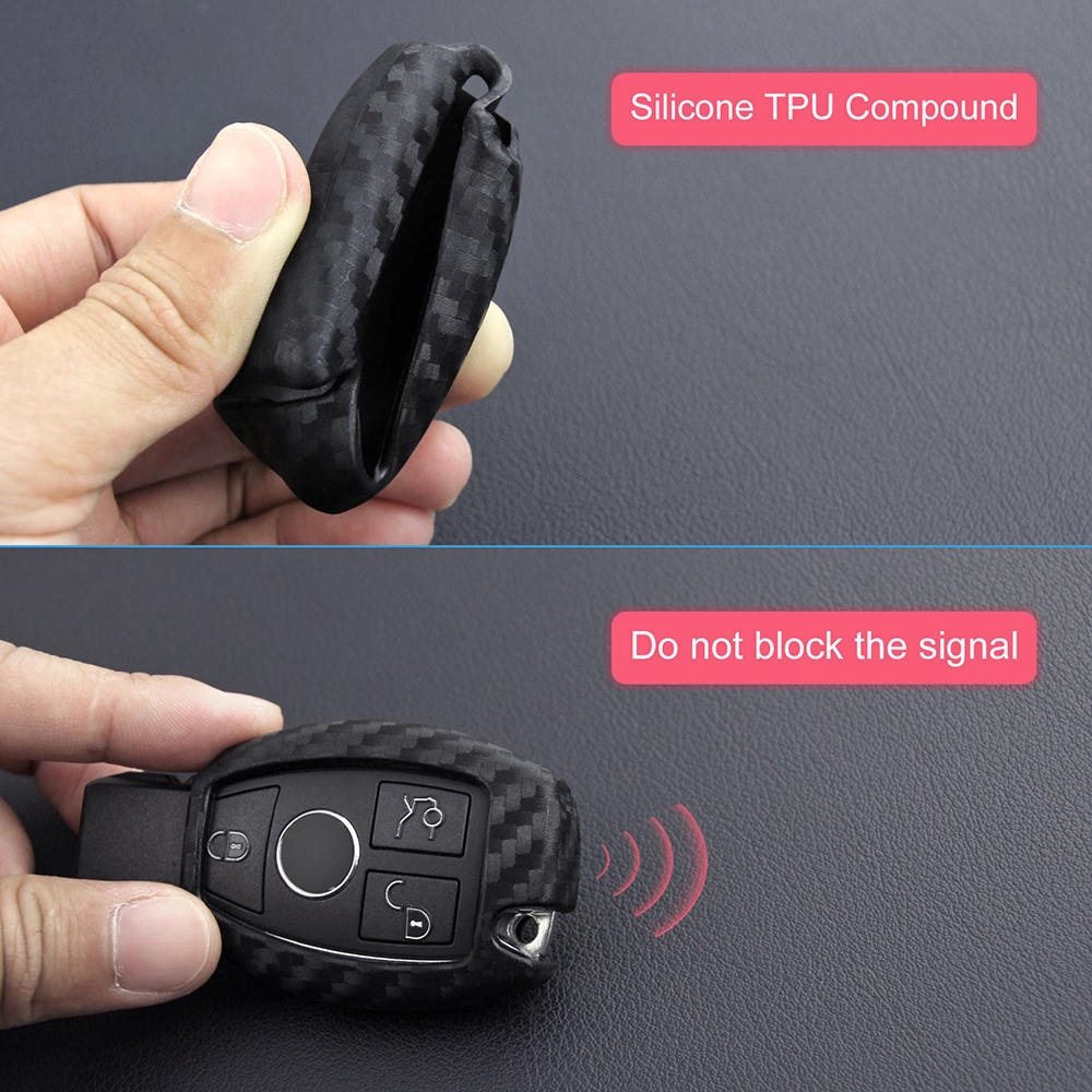 For Mercedes-Benz Carbon Fiber Smart Car Key Case Cover Fob Holder Accessories