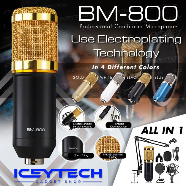 Iceytech Bm 800 Condenser Microphone Full Set Metal Mount Shock Proof Shopee Philippines