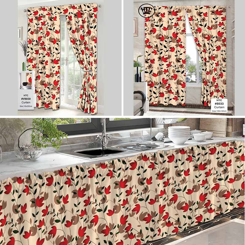 COD Curtain Red Lababo Kitchen Curtain Short Curtain (1PC) Home Living Decoration Curtains Blinds