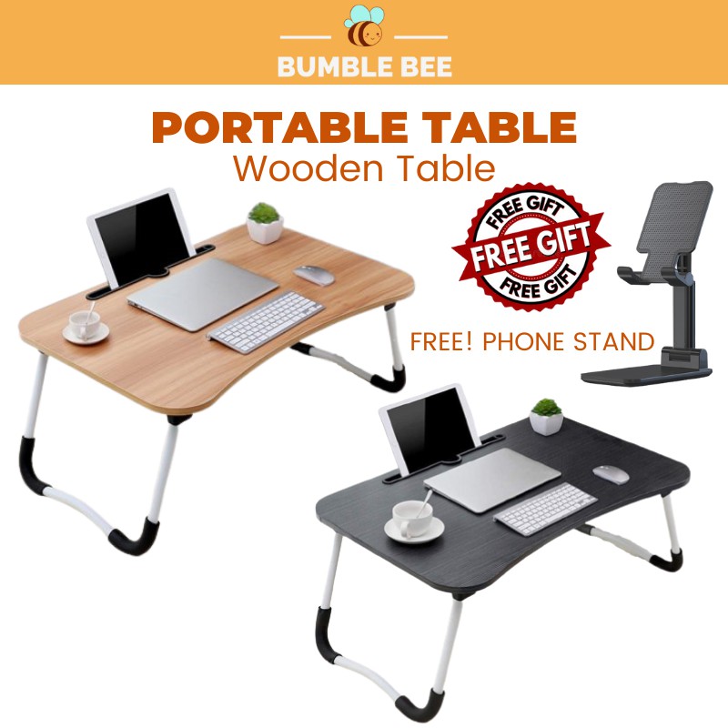 Portable Lazy Laptop Table, Foldable Desk Table, Wooden Table for Bed