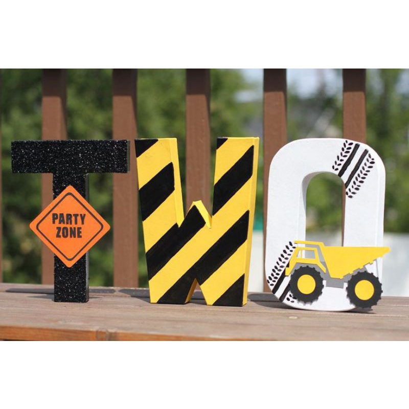 Construction theme 6 INCHES Letter standee party decor painted Shopee