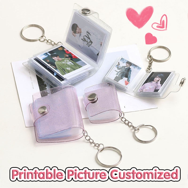 Mini Photo Album Cute Keychain Krop Photocards Holder Transparent ...