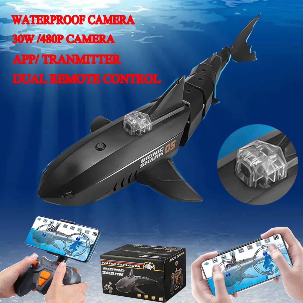 30W Camera RC Shark Simulation fish Toy Remote Control Animals Pool