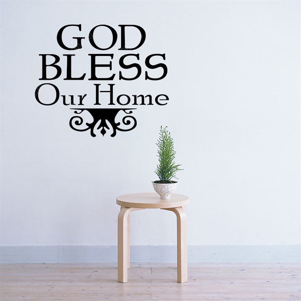 Bible Verse Wall stickers Home Decor Praise Worship ” God Bless our home ” Quotes Christian Bless Proverbs PVC Decals Living Room Mural
