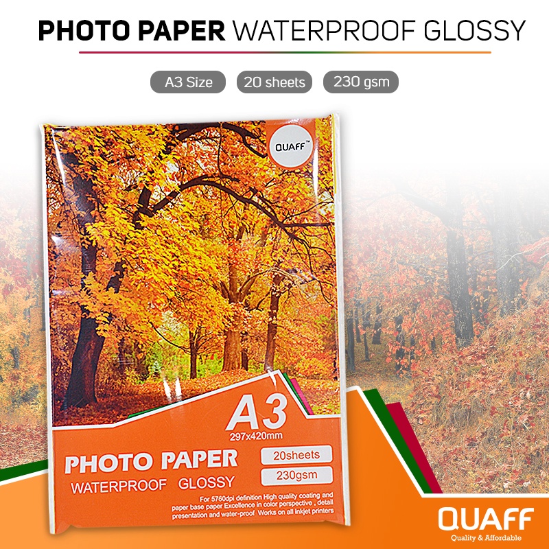 QUAFF Glossy Photo Paper 230gsm A3 Size (20 sheets) | Shopee Philippines