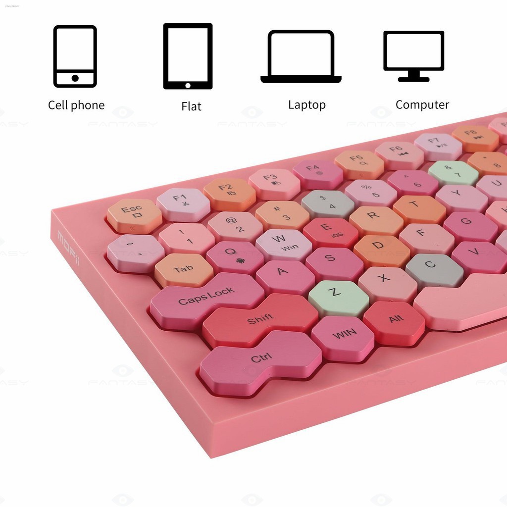 Mofii Phoenix Wireless Bluetooth Rechargeable Keyboard 83 Key Mini Hexagon Keycaps Gaming