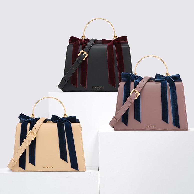 charles and keith velvet bag