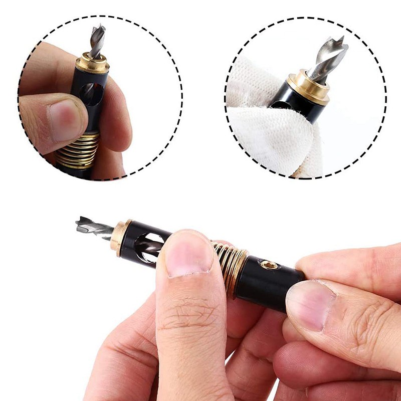2Pcs1/4 Inch Shank Hinge Self Centering Drill Bits Set 5mm & 1/4 Inch Reaming Drill Wood Plastic Combination