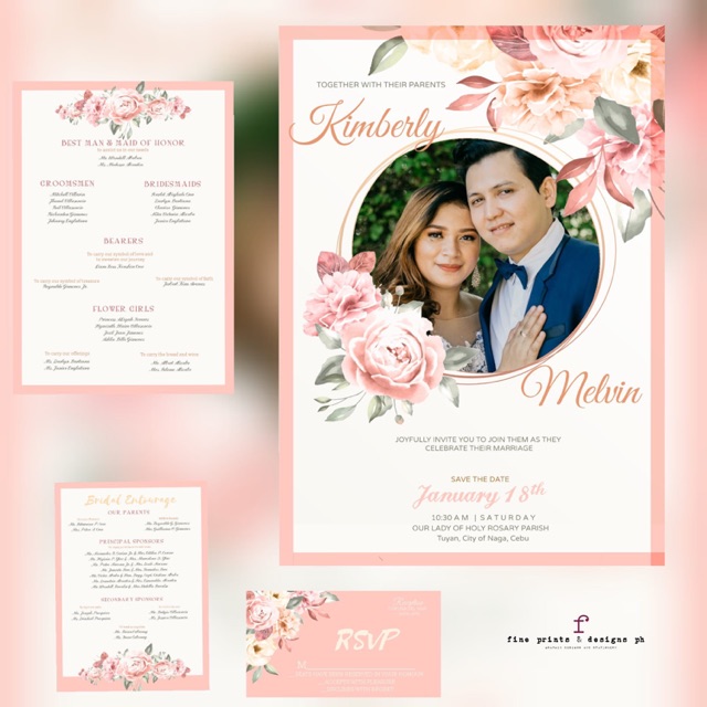 Basic Wedding Invitation Blush Pink Shopee Philippines