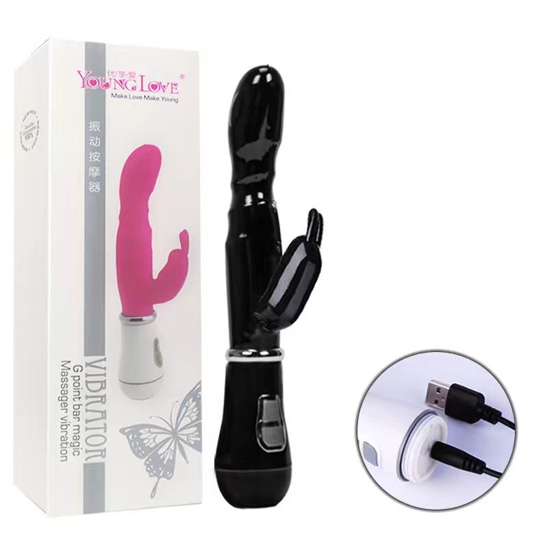 Rechargeable Batteries Rabbit G Spot Double Vibrator 12 Speed Massage Adult Sex Toys For Women 9869