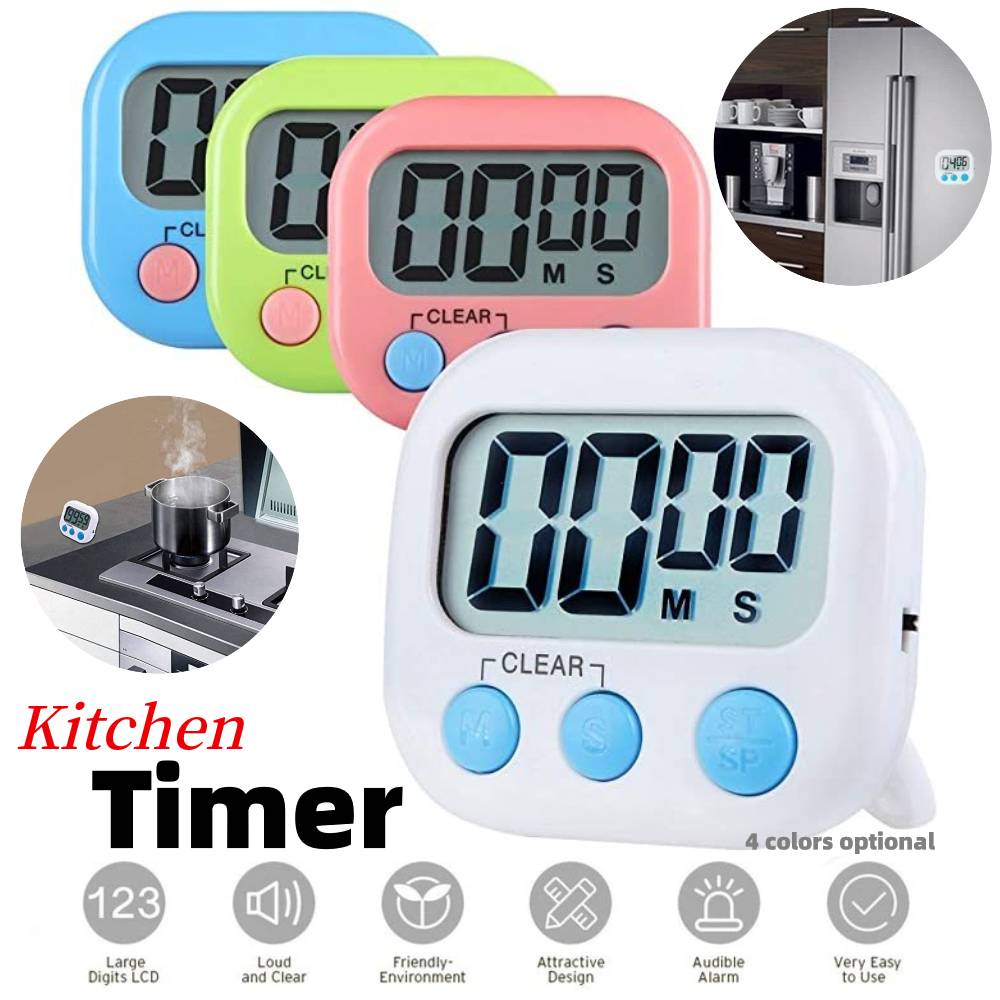 4Colors Large LCD Digital Kitchen Cooking Timer Clock Alarm Magnet Count-Down Up 