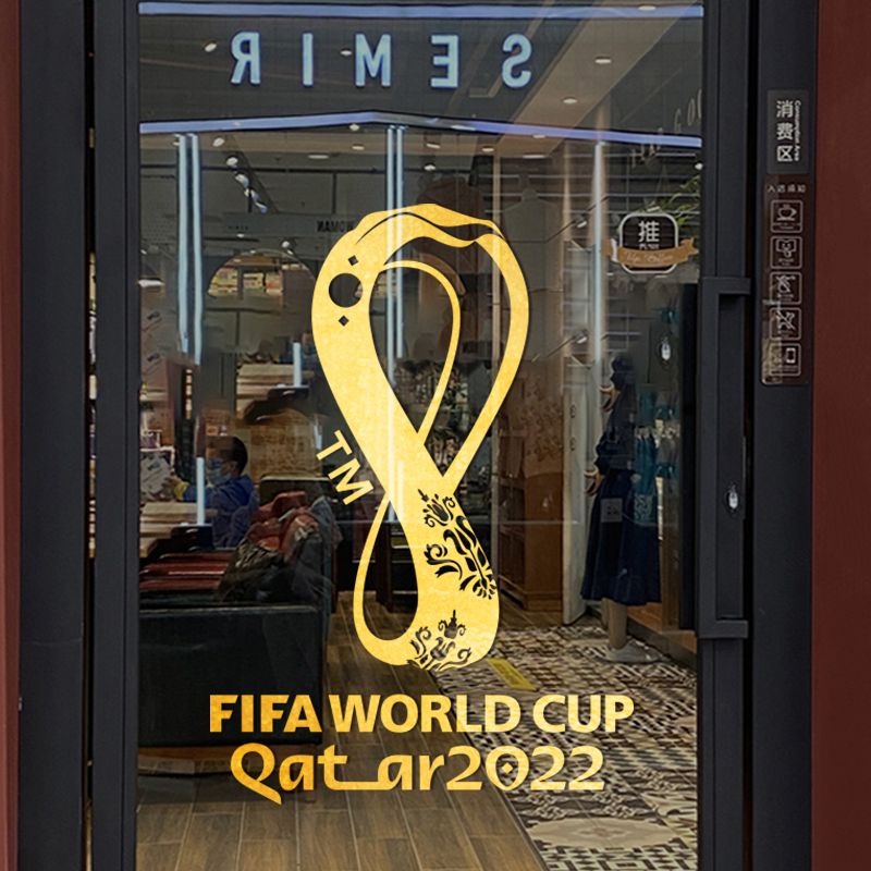 2022 Katar World Cup Logo Glass Sticker Decoration Hollow Engraving