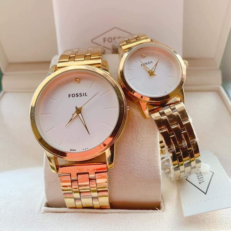 Fossil stainless steel waterproof fashion watch for men women gold jewelry  relo couple watch seiko | Shopee Philippines