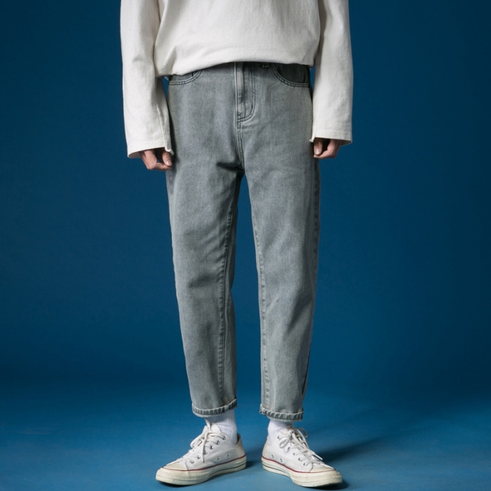 bluish white jeans