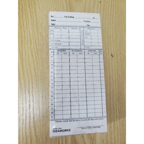 JKYSD 100pcs Time Card /Daily Time Record Card Shopee Philippines