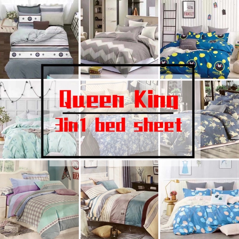 King Queen 3in1 Bed Sheet Us Cotton, Us King Size Bed Sheets